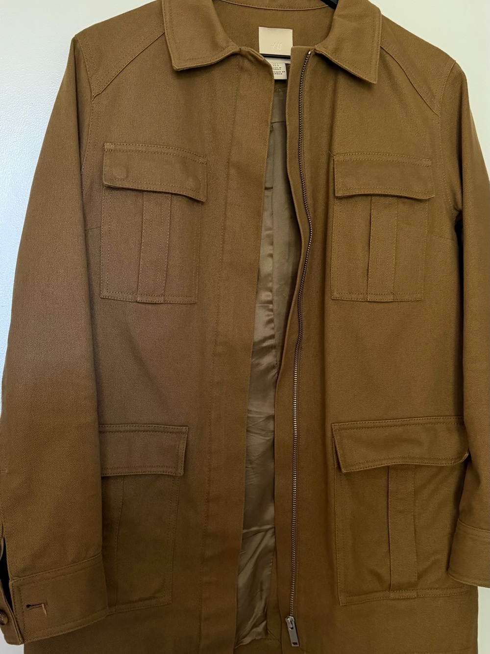 H&M Tan Military Field Jacket with Utility Pockets